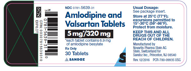 Amlodipine and Valsartan Tablets 5mg/320mg label