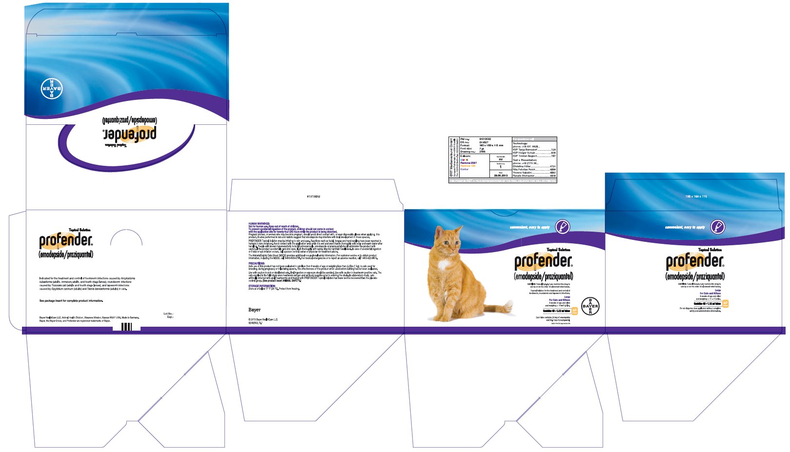 Profender (emodepside/praziquantel) Topical Solution for large cats and kittens (> 11 - 17.6 lbs) 40 (1.12 ml) tubes label