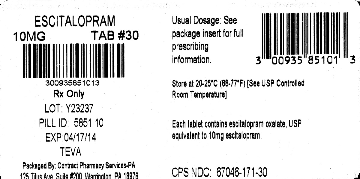 Escitalopram Tablets USP 10 mg 100s Label 