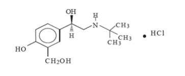 The chemical structure for levalbuterol HCl is (R)-α1-[[(1,1-dimethylethyl)amino]methyl]-4-hydroxy-1,3-benzenedimethanol hydrochloride.