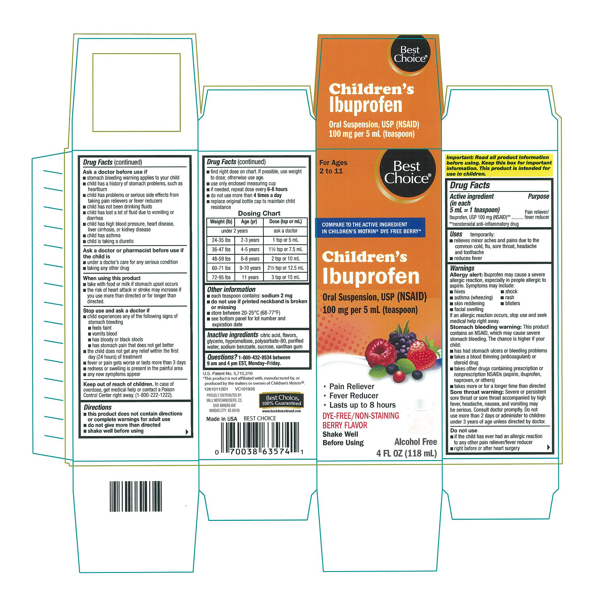 Ibuprofen Childrens OS - dye-free berry