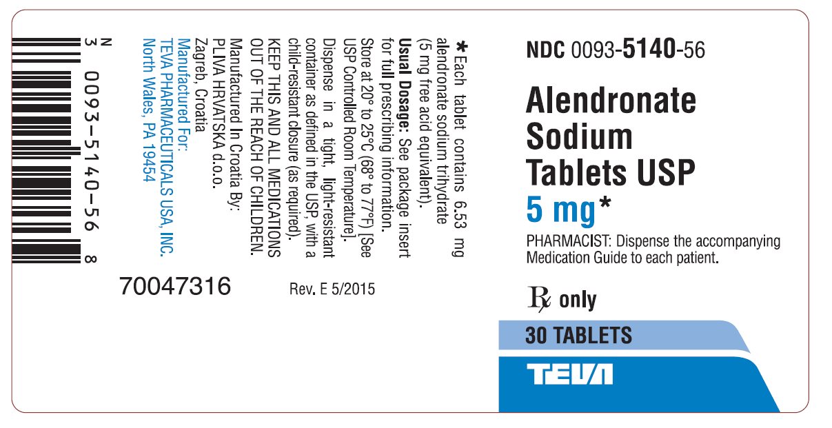 Alendronate Sodium Tablets USP 5 mg 30s Label 