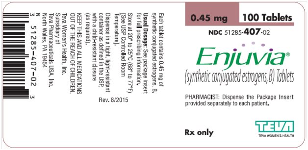 Enjuvia® (synthetic conjugated estrogens, B) Tablets 0.45 mg, 100s Label