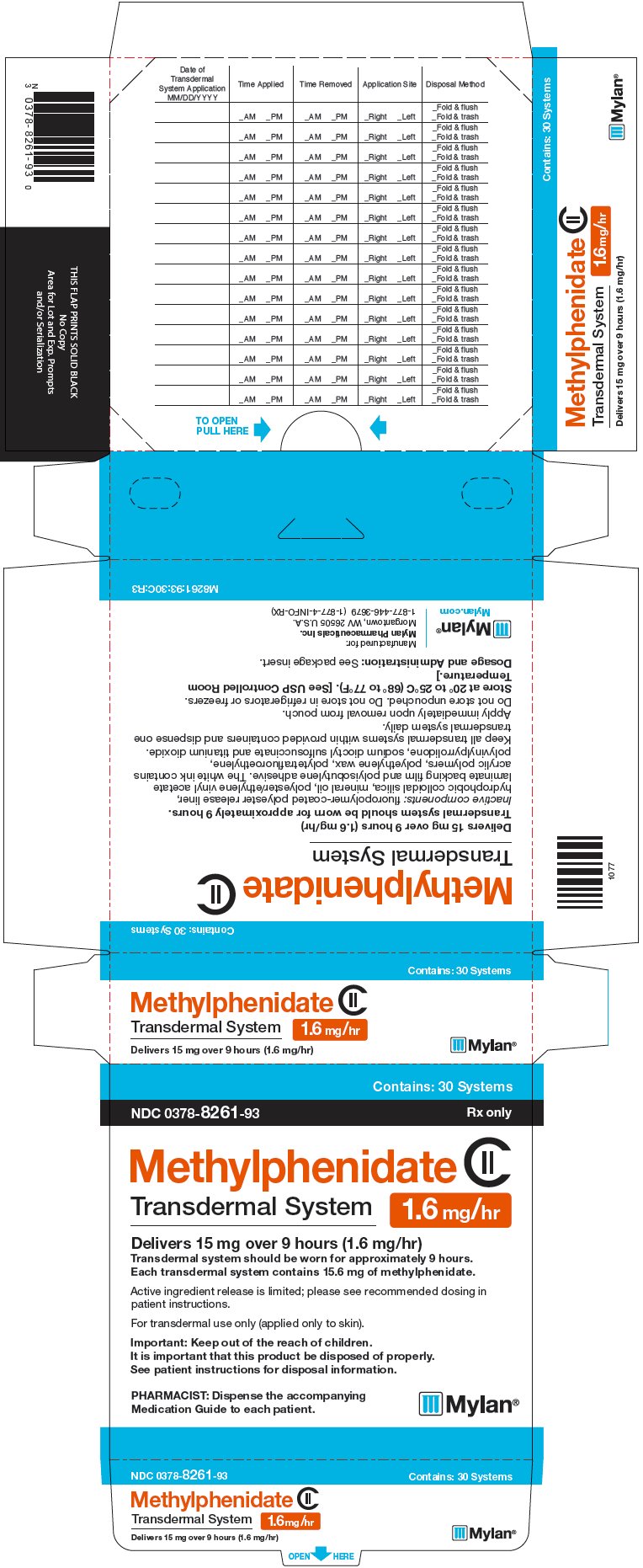 Methylphenidate Transdermal System 1.6 mg/hr Carton Label