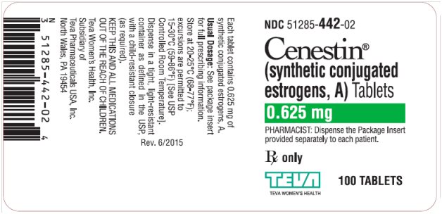 Cenestin® (synthetic conjugated estrogens, A) Tablets 0.625 mg, 100s Label