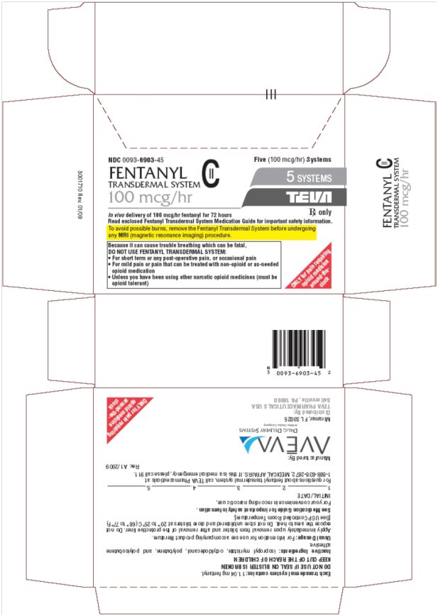 Fentanyl Transdermal System 100 mcg/hr CII, Five (100 mcg/hr) Systems Carton