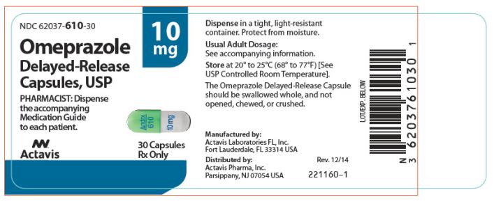 PRINCIPAL DISPLAY PANEL NDC 62037-610-30 Omeprazole Delayed- Release Capsules, USP 10 mg 30 Capsules Rx Only