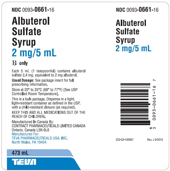 Albuterol Sulfate Syrup 2 mg/5 mL 473 mL Label
