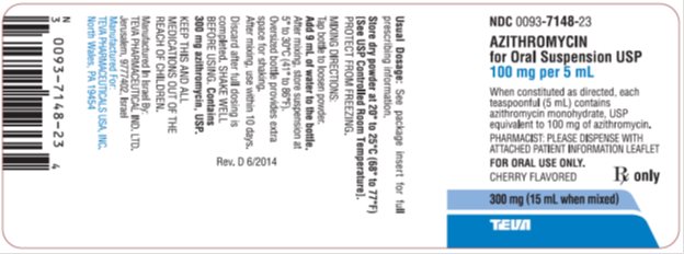 Azithromycin for Oral Suspension USP 100 mg per 5 mL Label