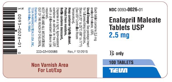 Enalapril Maleate Tablets USP 2.5 mg 100s Label