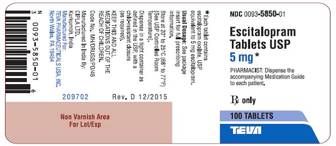 Escitalopram Tablets USP 5 mg 100s Label