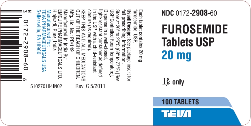 Furosemide Tablets USP 20mg 100s Label