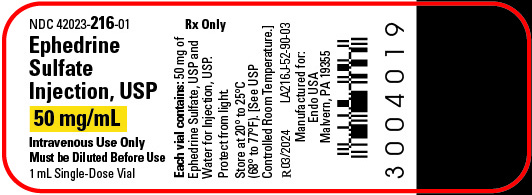 This is the vial label for Ephedrine Sulfate Injection, USP 50 mg/mL.