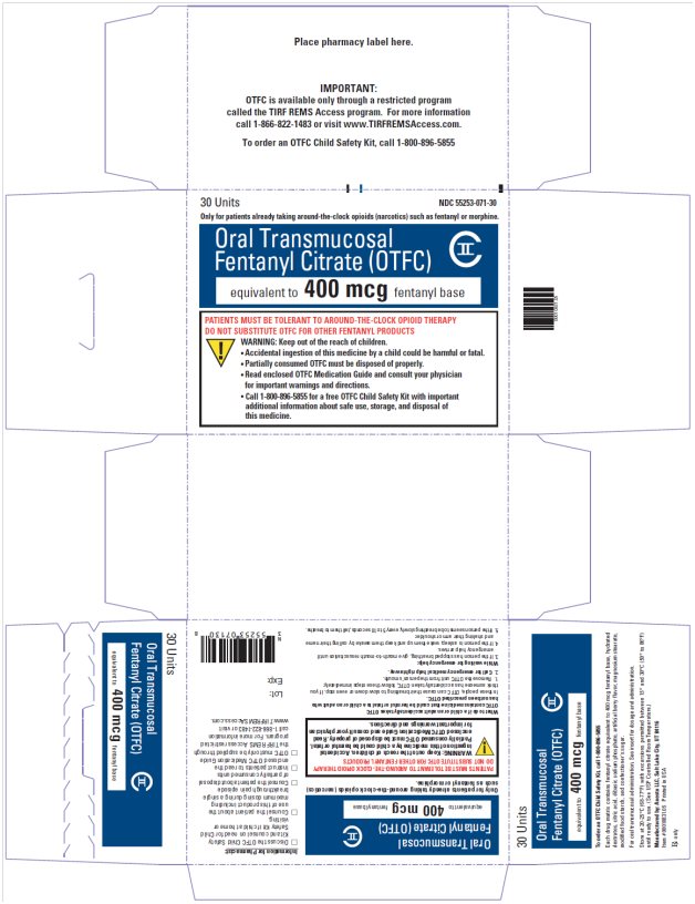 Oral Transmucosal Fentanyl Citrate (OTFC) CII 400 mcg, 30s Carton