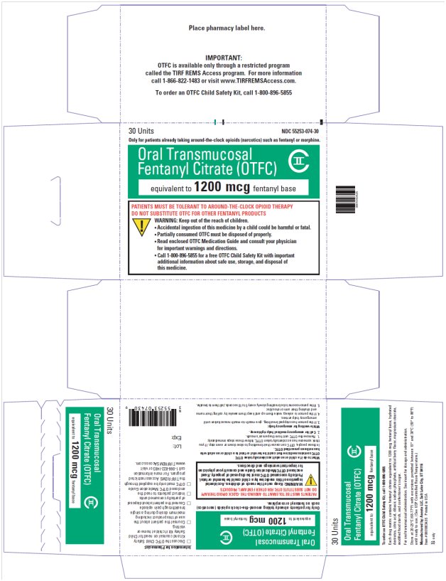 Oral Transmucosal Fentanyl Citrate (OTFC) CII 1200 mcg, 30s Carton