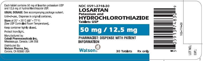 NDC 0591-3748-30
LOSARTAN Potassium and HYDROCHLOROTHIAZDE Tablets USP 
50 mg/12.5 mg
