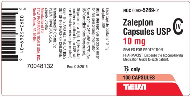 Zaleplon Capsules USP 10 mg CIV, 100s Label