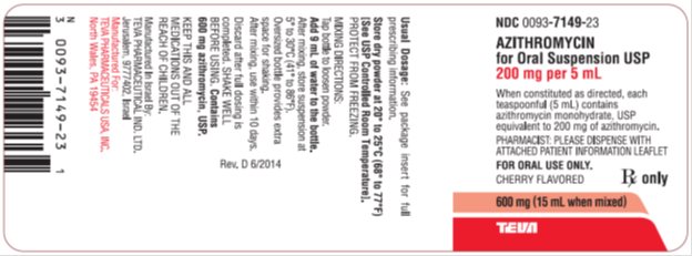 Azithromycin for Oral Suspension USP 200 mg per 5 mL Label