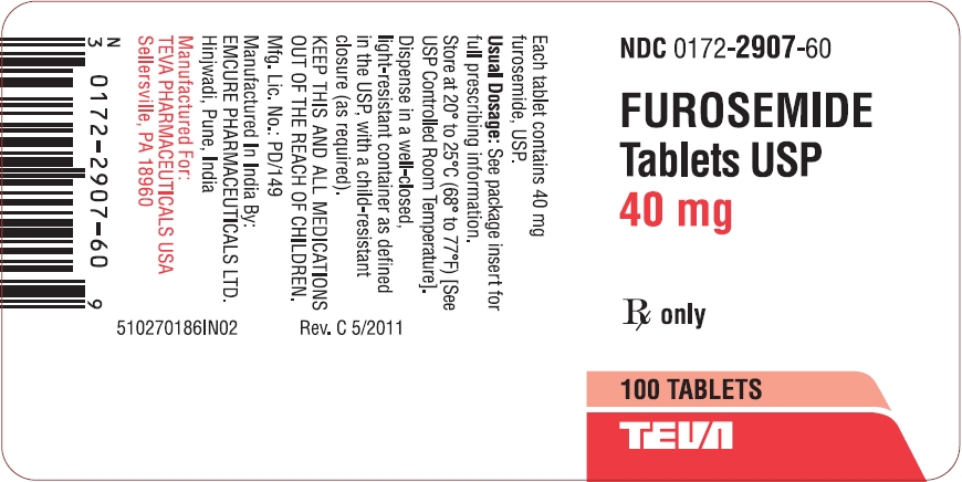 Furosemide Tablets USP 40mg 100s Label