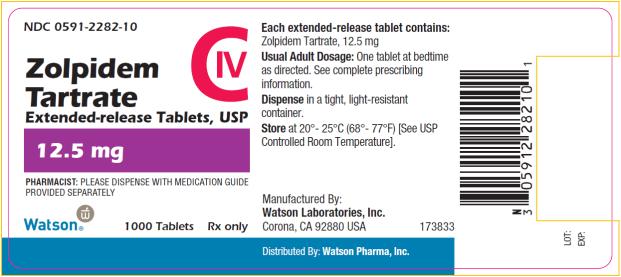 PRINCIPAL DISPLAY PANEL NDC 0591-2282-10 Zolpidem Tartrate Extended-release Tablets, USP – CIV 12.5 mg