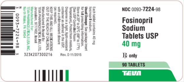 Fosinopril Sodium Tablets USP 40 mg, 90s Label