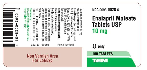 Enalapril Maleate Tablets USP 10 mg 100s Label