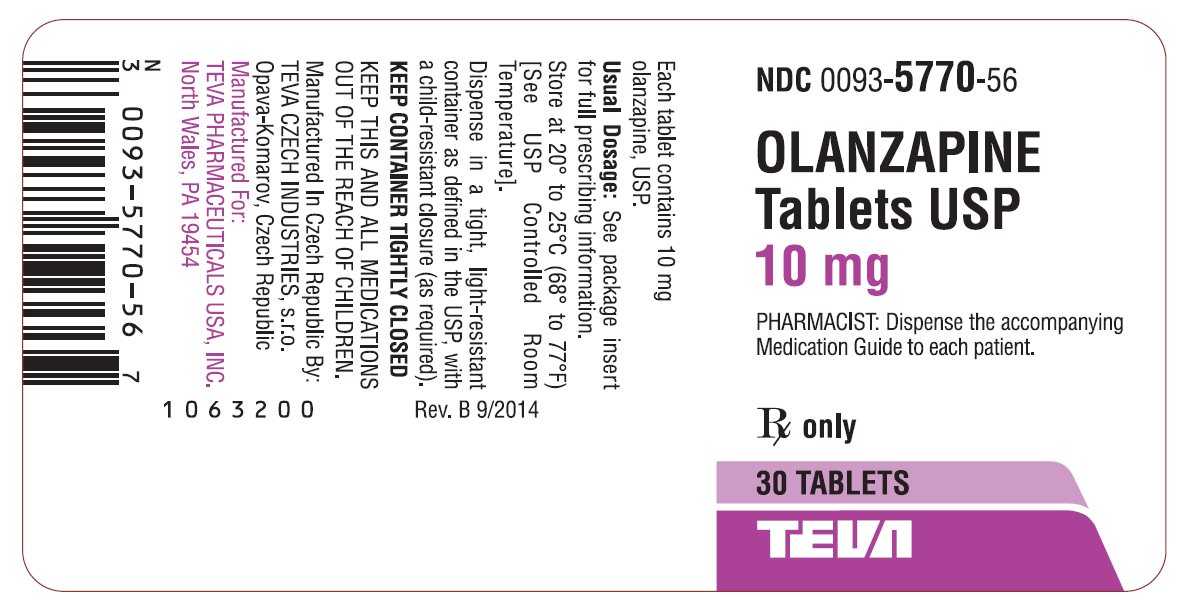 Olanzapine Tablets USP 10mg 30s Label