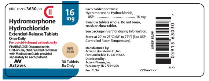 Hydromorphone Hydrochloride Extended-Release Tablets Once daily 16 mg 30 tablets Rx Only