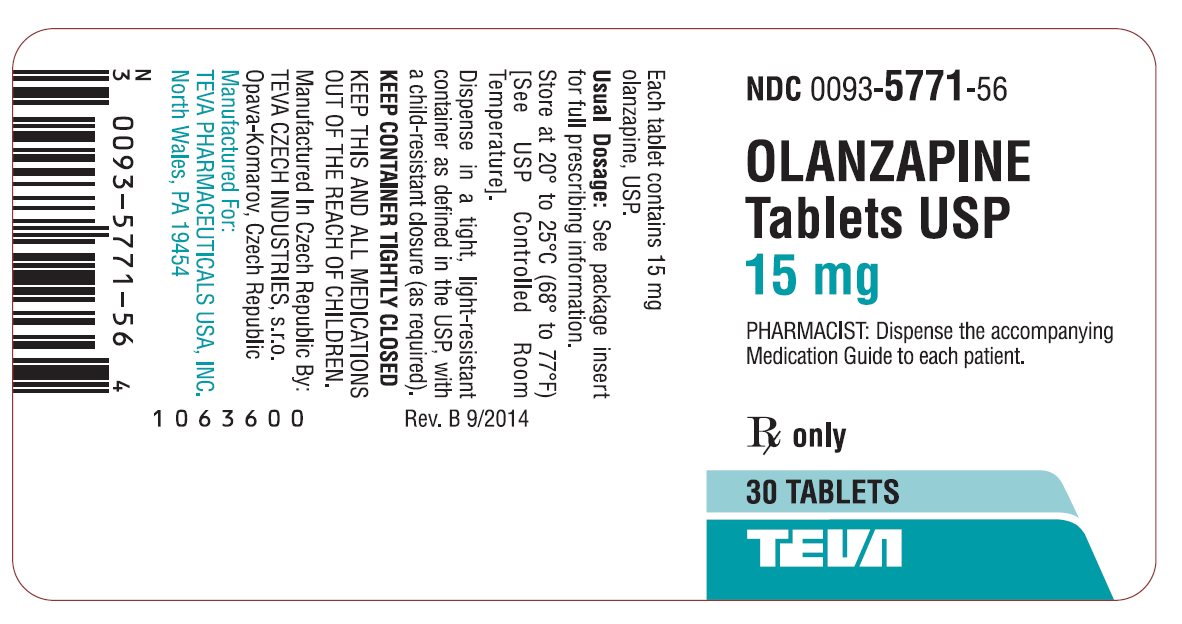 Olanzapine Tablets USP 15mg 30s Label