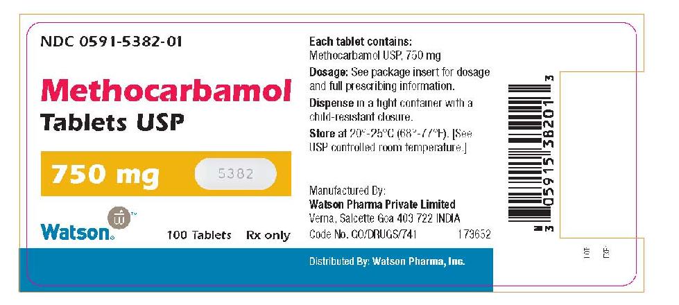 NDC 0591-5382-01 Methocarbamol Tablets USP 750 mg 100 Tablets Rx only