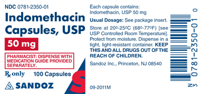 Indomethacin Caps 50mg Label