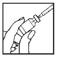 image of the syringe properly inserted into the vial