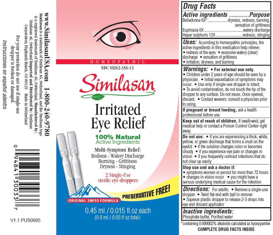 HOMEOPATHIC NDC 59262-356-13 Similasan Irritated Eye Relief sterile eye droppers 0.45 ml / 0.015 fl oz each (0.9 ml / 0.03 fl oz total)