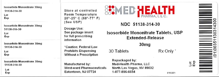 Isosorbide Mononitrate Extended-Release Tablets, USP
30 mg/30 Tablets