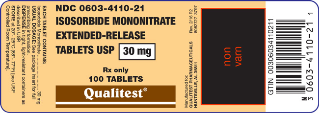 An image of the 30 mg Isosorbide Mononitrate Extended-Release Tablets USP label.