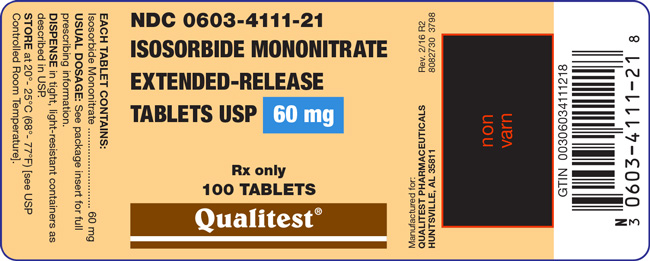 An image of the 60 mg Isosorbide Mononitrate Extended-Release Tablets USP label.