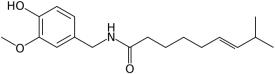 The structural formula of capsaicin.