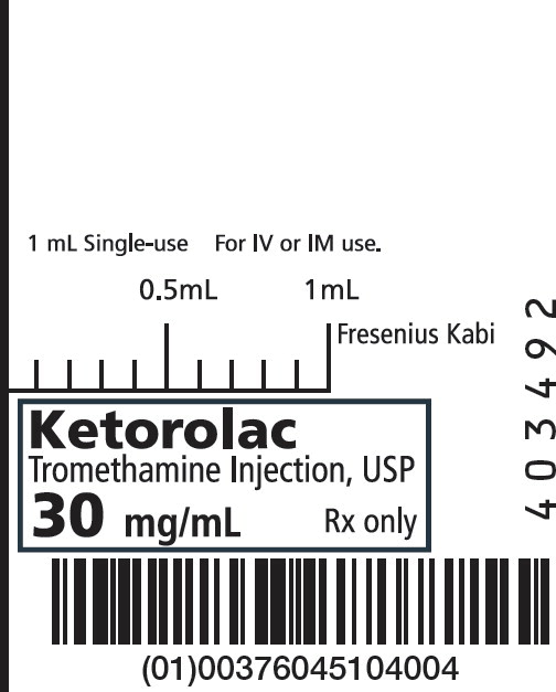 PACKAGE LABEL - PRINCIPAL DISPLAY - Ketorolac Tromethamine 1 mL Syringe Label
