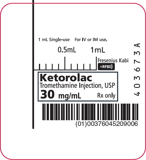 PACKAGE LABEL - PRINCIPAL DISPLAY – Ketorolac Tromethamine 1 mL Syringe Label
