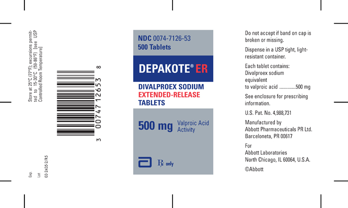 Depakote ER 500mg 500 count label