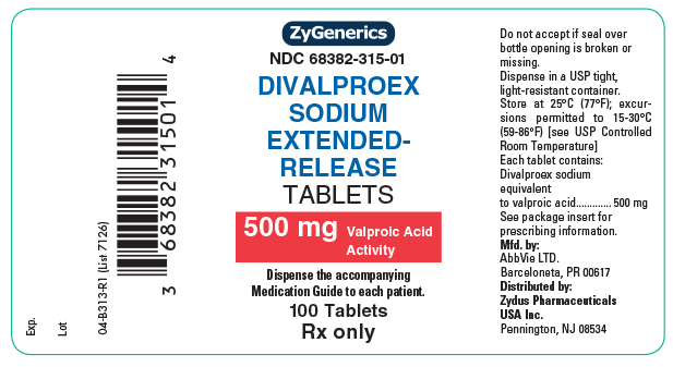 divalproex sodium extended-release tablets 500 mg 100ct