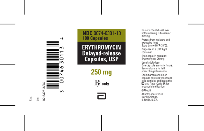 ERYTHROMYCIN Delayed-release capsules 250 mg 100 ct