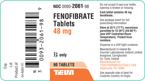 fenofibrate tablets 48mg 90ct bottle