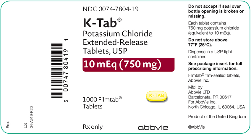 K-Tab 10 mEq (750 mg) 1000 tablets