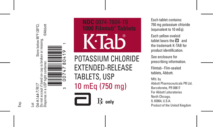 K-Tab 750mg 100 Tablet Label