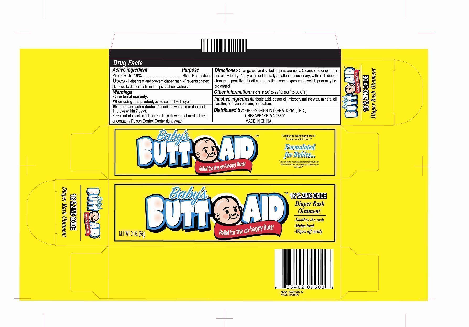 Baby Butt Aid Label