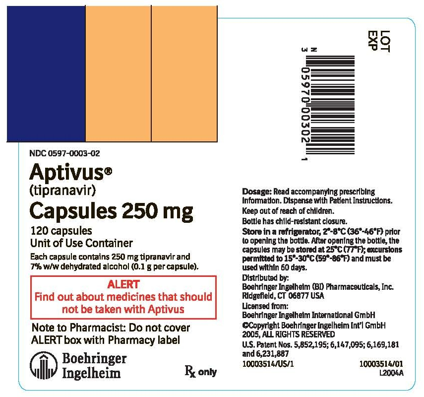 Aptivus Capsules 250 mg NDC 0597-0003-02