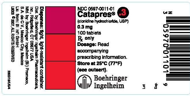 Catapres 0.3 mg 100 tablets NDC-0597-0011-01