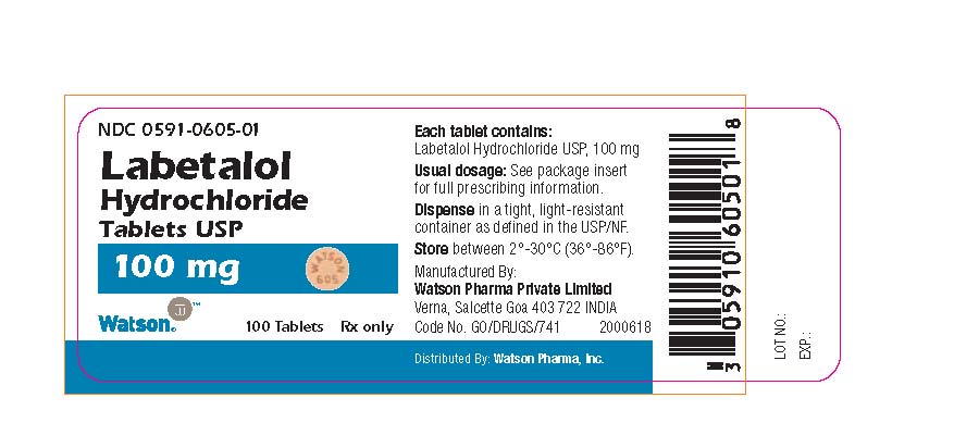 NDC 0591-0605-01 Labetalol Hydrochloride Tablets USP 100 mg 100 Tablets Rx only