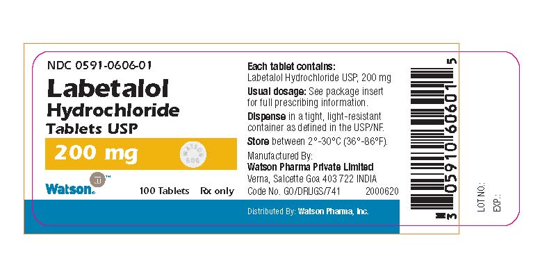 NDC 0591-0606-01 Labetalol Hydrochloride Tablets USP 200 mg 100 Tablets Rx only
